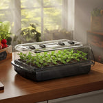 SUNCOZE Seed Starter Tray, 70 Cell Seed Starting Kit with Humidity Dome, Seedling Starter Tray with Adjustable Vent, Hydroponic Seed Germination Tray with 12W Full Spectrum LED Grow Light