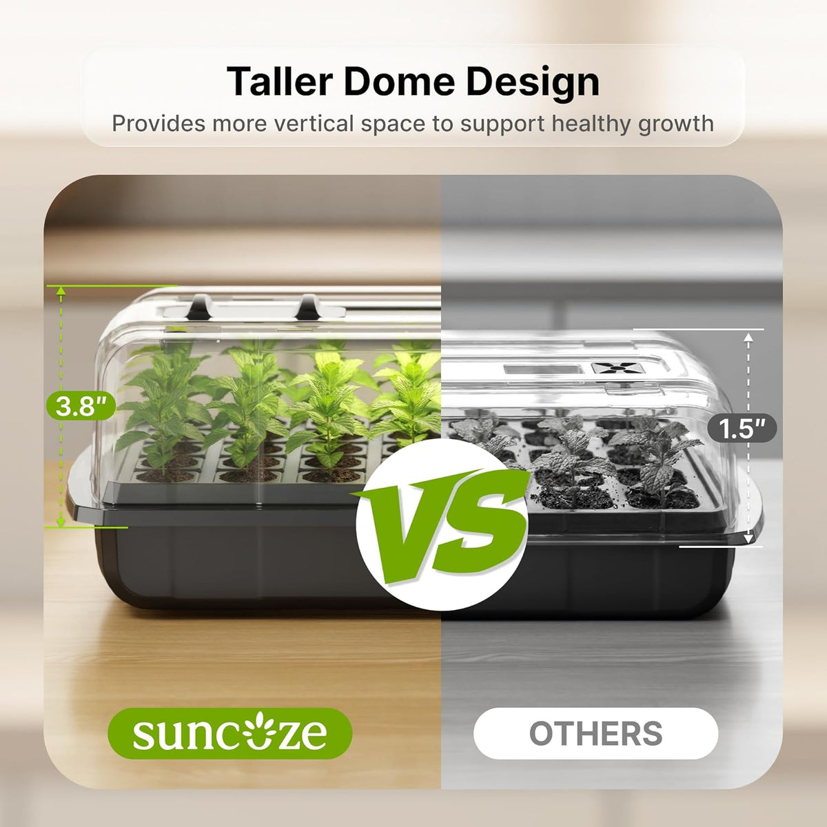 SUNCOZE Seed Starter Tray, 70 Cell Seed Starting Kit with Humidity Dome, Seedling Starter Tray with Adjustable Vent, Hydroponic Seed Germination Tray with 12W Full Spectrum LED Grow Light