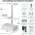 SUNCOZE Hydroponics Growing System Kit 20 Pods, Indoor Herb Garden with Grow Light 30W, 10L Large Water Tank with Adjustable Height to 25", Built-in Pump, Gardening Gifts White