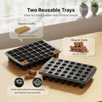 SUNCOZE Seed Starter Tray, 70 Cell Seed Starting Kit with Humidity Dome, Seedling Starter Tray with Adjustable Vent, Hydroponic Seed Germination Tray with 12W Full Spectrum LED Grow Light