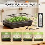 SUNCOZE Seed Starter Tray, 70 Cell Seed Starting Kit with Humidity Dome, Seedling Starter Tray with Adjustable Vent, Hydroponic Seed Germination Tray with 12W Full Spectrum LED Grow Light